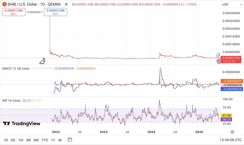 Дневной график цены SHIB/USD, Источник: TradingView