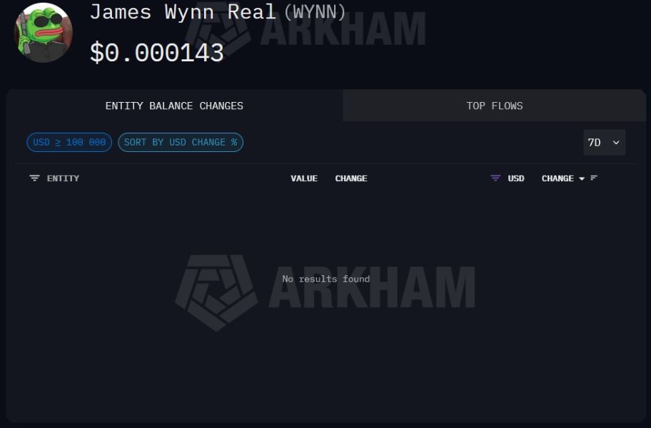 Баланс криптохранилища Джеймса