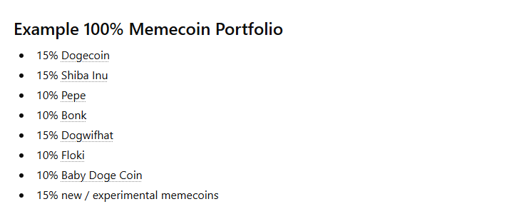 Вариант формирования инвестиционного портфеля на основе мемкоинов. Данные ChatGPT